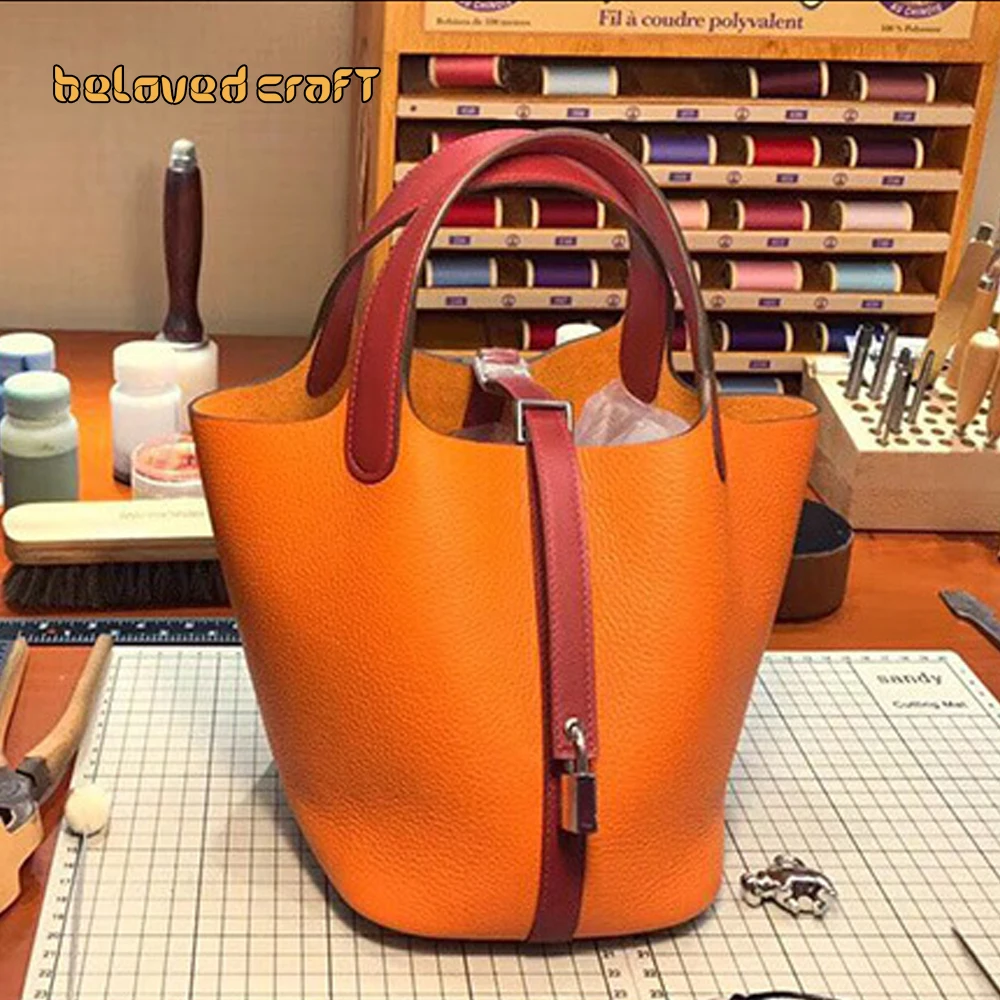 BelovedCraft Leather Bag Pattern Making with Kraft Paper and Acrylic Templates for Bucket Bag Woven Basket Bag Market