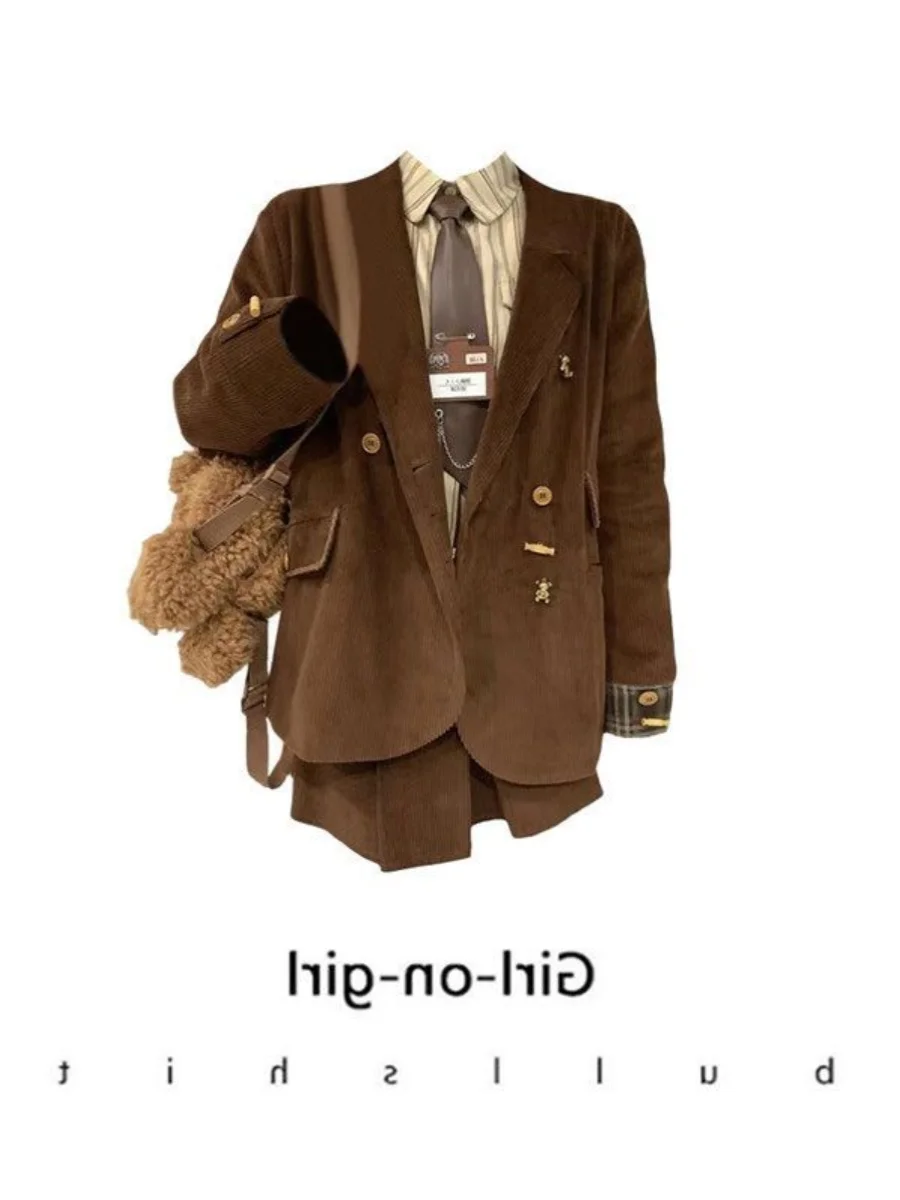 

plus Size Women's Faionable Retro Striped Suit Jaet A-Line Skirt Tee-Piece Set Spring Versatile Large Size Clothing