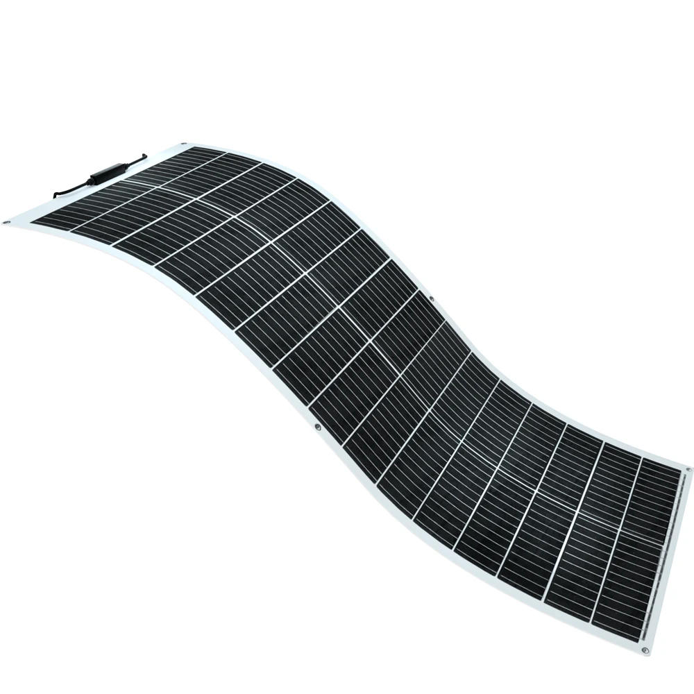 الألواح الشمسية المرنة XINPUGUUANG 100 واط 12 فولت، ألواح شمسية خفيفة الوزن للغاية 100 واط 12 فولت من الخلايا أحادية البلورية شبه القابلة للانحناء، شاحن شمسي لقارب القوارب البحرية المقطورة ذات الأسطح غير المستوية