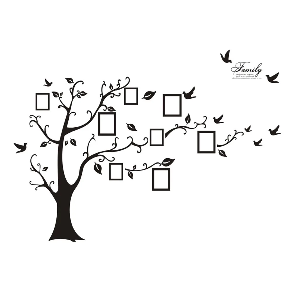 4pcs 11.8 X 35.4in Family Photo Tree Wall Sticker Tree Black Photo Frame Tree Wall Decal Pvc Peel and Stick Tree Wall Decor