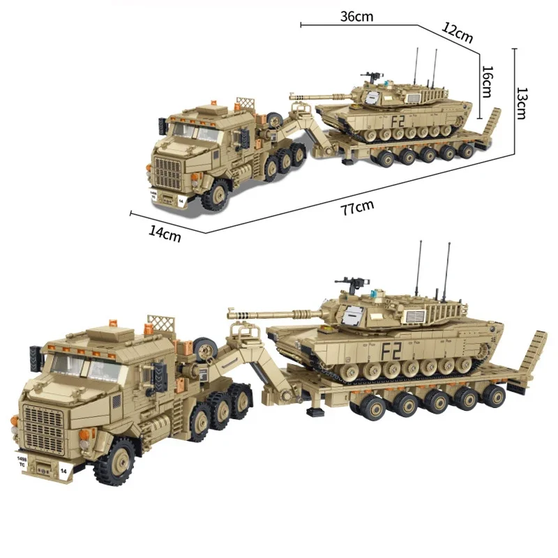 

IN STOCK Military M1070 Armored Car Building Blocks Model Tank Transporter Vehicle Assembling Bricks Kids Toys Birthday Gift Set