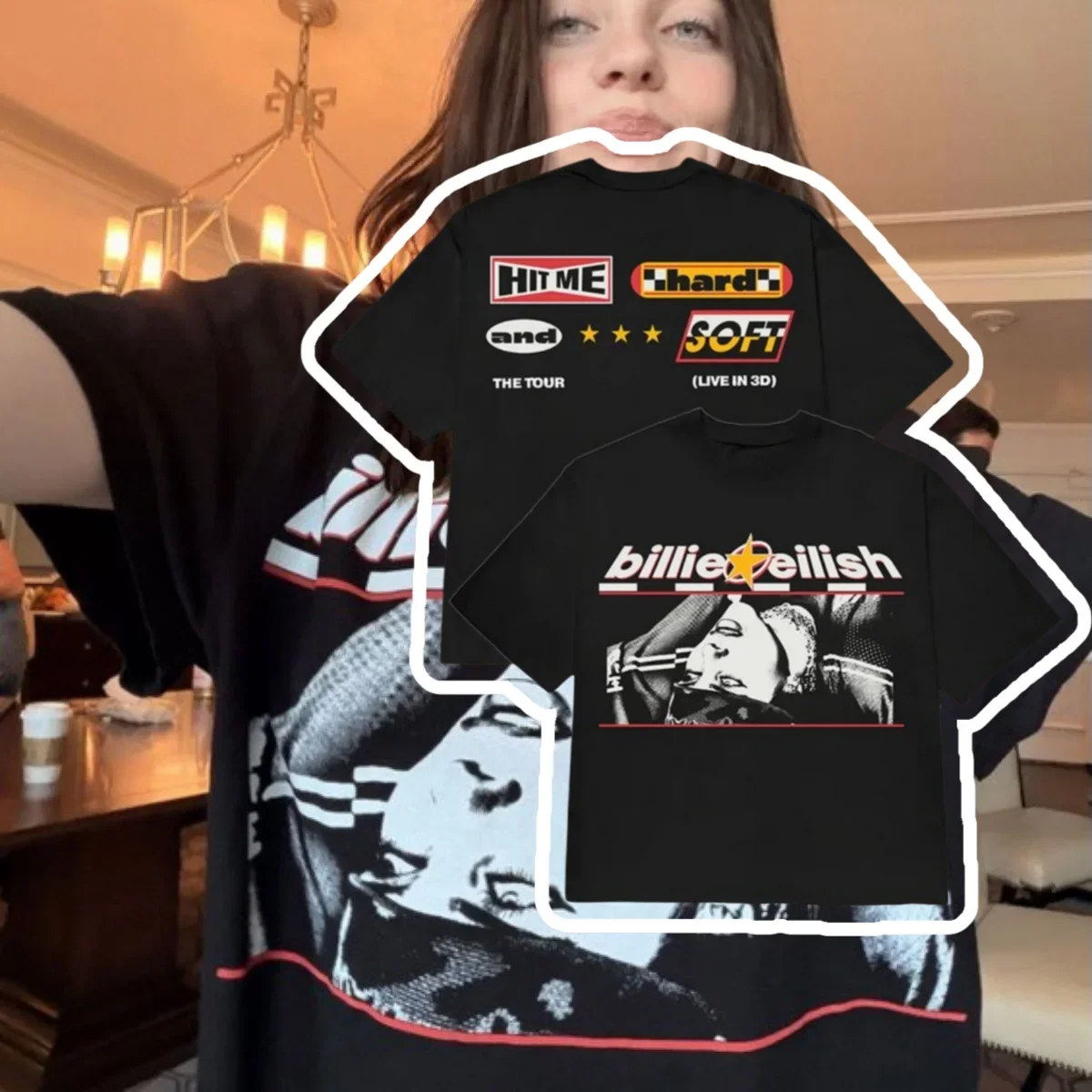 Billie Eilish Blue Eyes Hit Me Hard and Soft T Shirt Men’s Women Oversized Cotton Short Sleeve Summer Print Unisex Fan Gifts