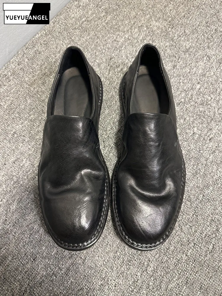 

High Quality Business Work Horsehide Genuine Leather Shoes Low Cut Slip On Loafers Men Casual Driving Shoes Comfortable Footwear