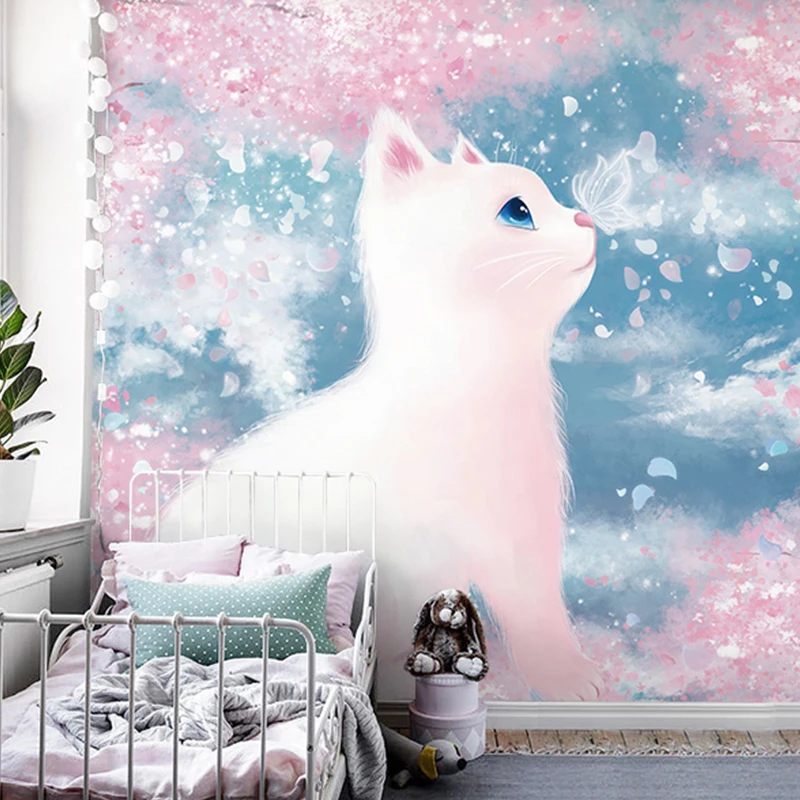 beibehang 3D wallpaper for children's room decoration cartoon cat background wallpapers for living room mural boy girl bedroom