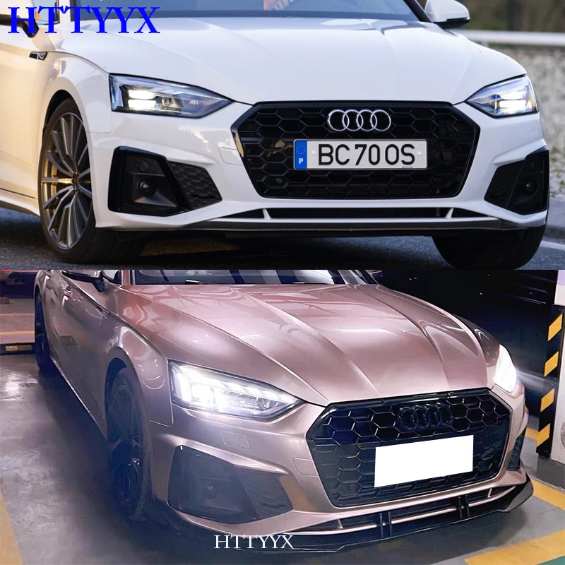 HTTYYX Front Bumper Splitter Lip Diffuser Body Kit Spoiler Guard Fit For Audi A5 S5 Sportback/Coupe/Cabriolet S-LINE 2019-2024