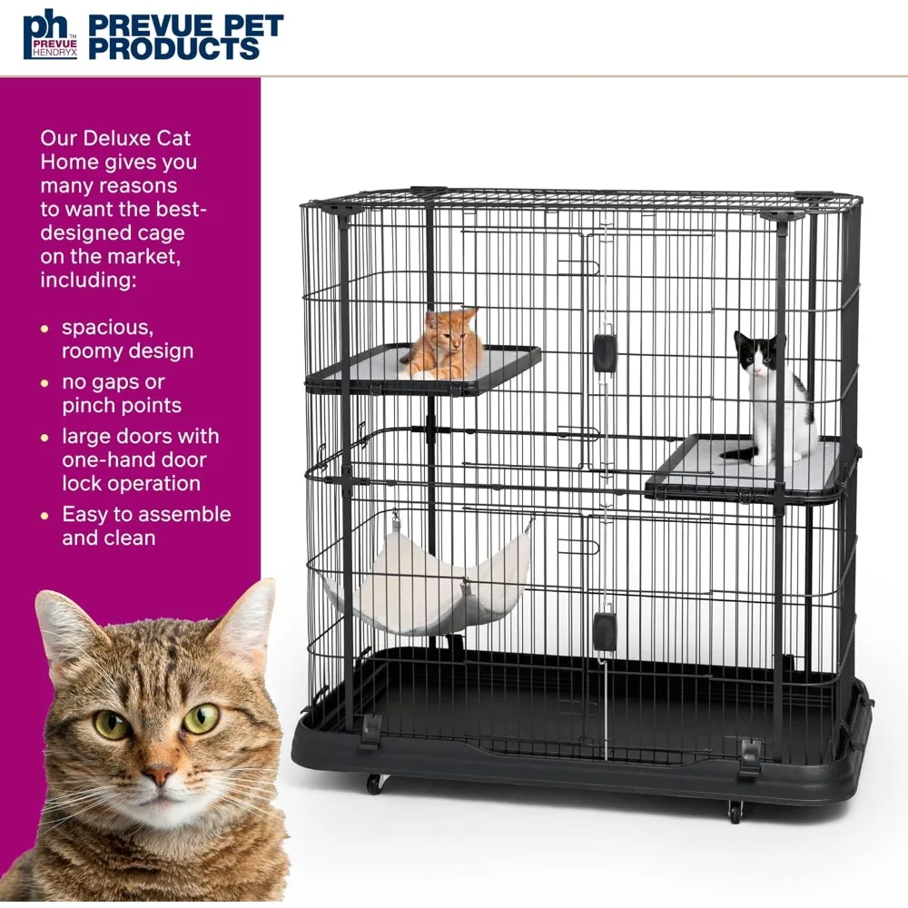 Deluxe Cat Home With 3 Levels, Black , 39 LBS