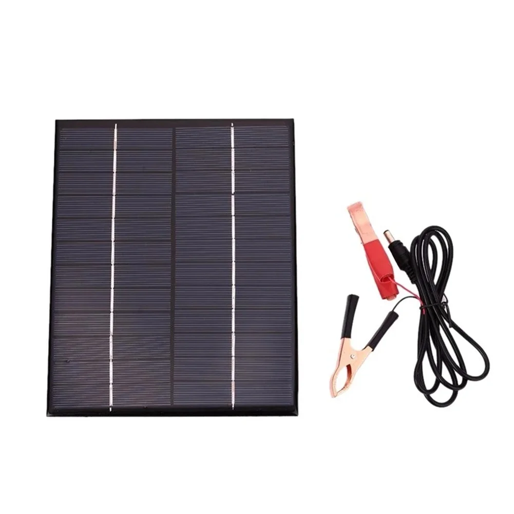 5.2W 12V Polycrystalline Solar Panel With For Alligator Clips Compatible With Car For Rv Boat Battery Charger Maintenance Travel