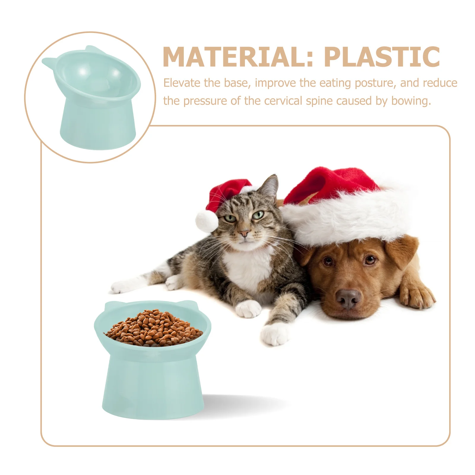 

1pc Cervical Pet Bowl Light Green Elevated Feeding Bowl For Cats Dogs Low Center Stability Design Pet Neck Protection Food