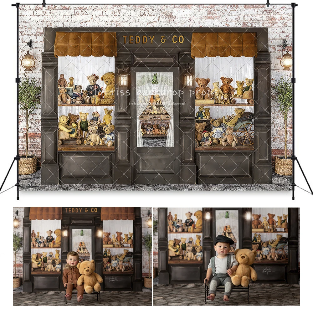 Downtown Shop Backdrops Kids Baby Birthday Cake Smash Photography Child Photocall Backgrounds