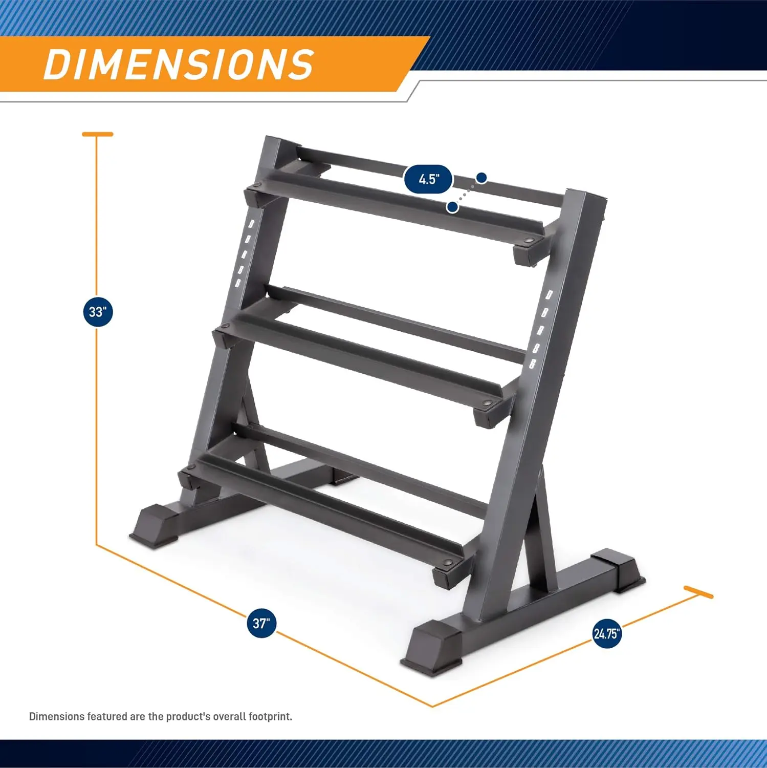 Home Gym Equipment Storage, Metal, Brown, Organize Dumbbells, Kettlebells and Weight Plates