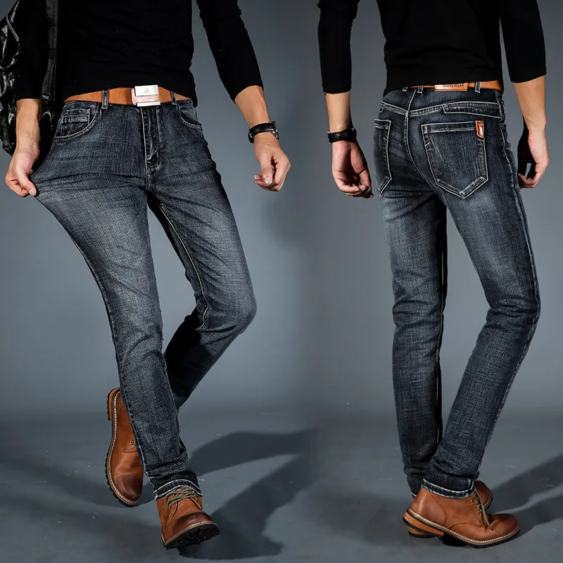 2026 Spring New Mens Slim Fit Classic Skinny Jeans Casual Street Style Casual Mens Skinny Jeans Male Slim Fit Pencil Denim Blue