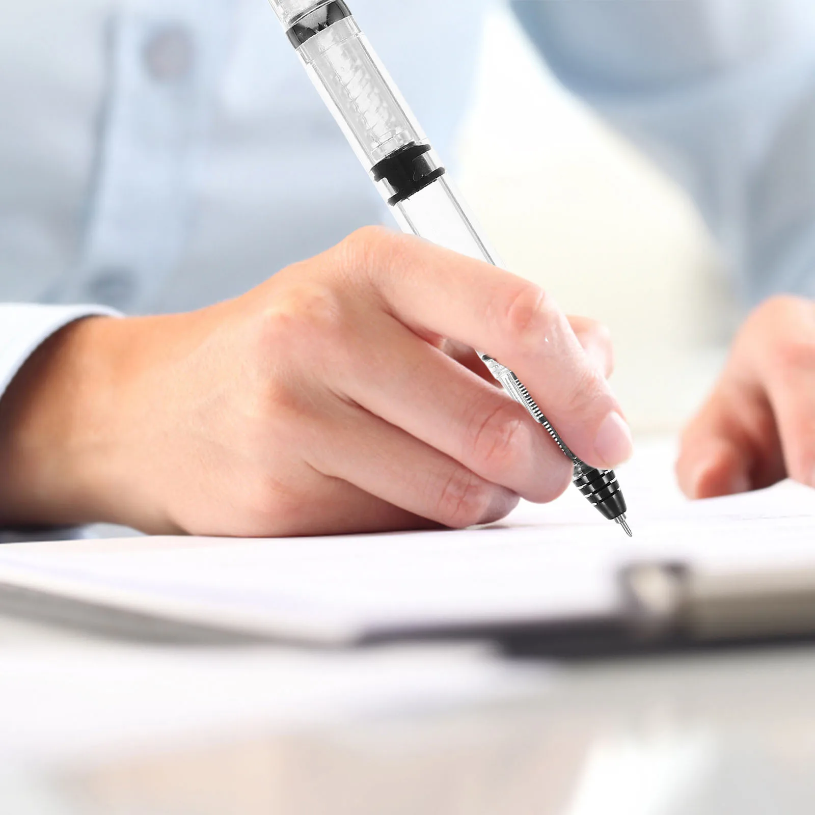 2Pcs Transparent Neutral Pen Leak Proof Ink Pen with Lid Smooth Writing Instrument for Note Taking Exam Use Best Gift Choice