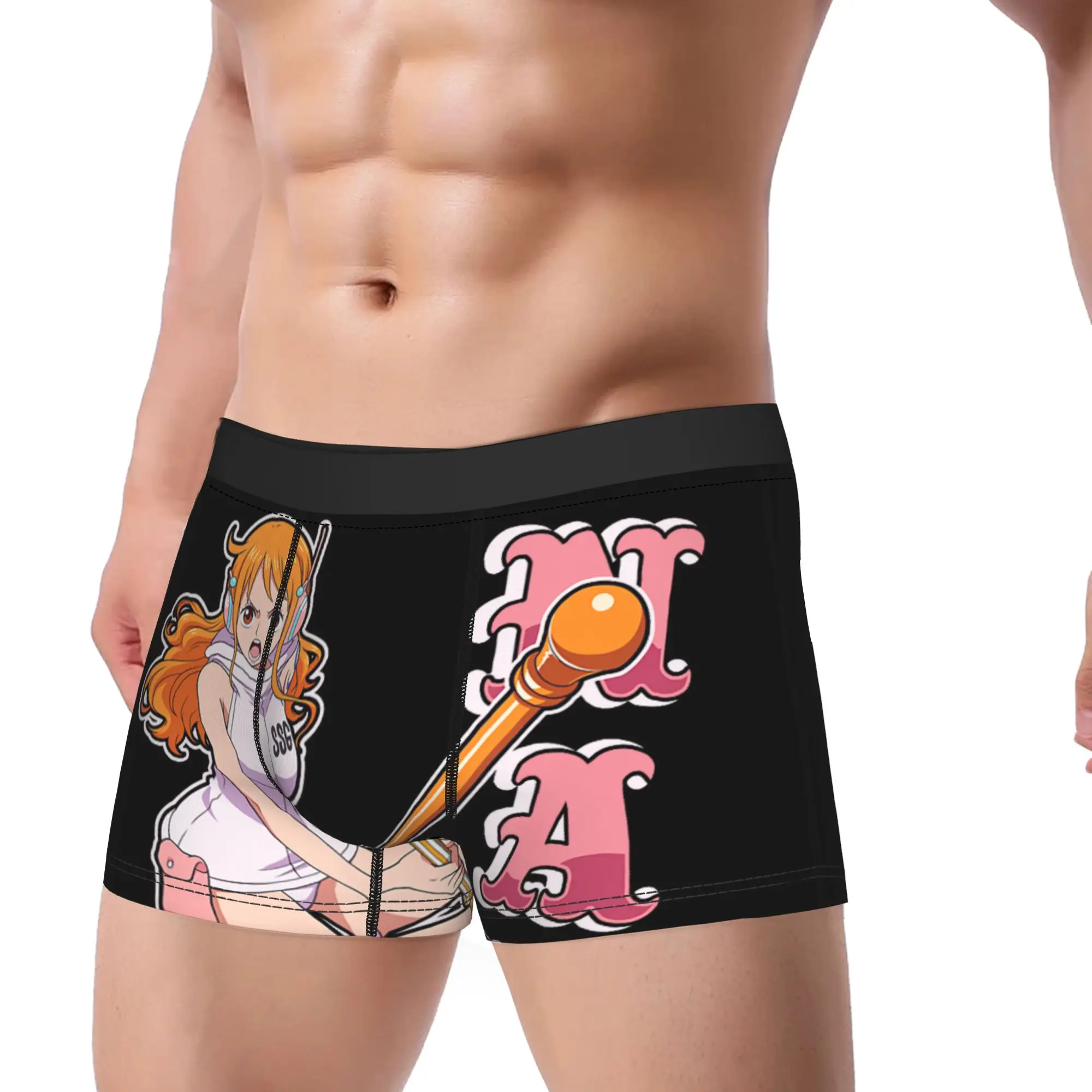 One Piece Anime Nami Egghead Island Costume Breathbale Panties Male Underwear Ventilate Shorts Boxer Briefs