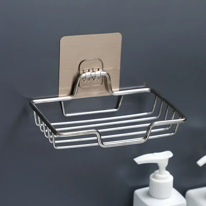 High Quality Soap Rack Wall Mounted Soap Holder Stainless Steel Soap Sponge Dish Bathroom Accessories  Dishes Self Adhesive