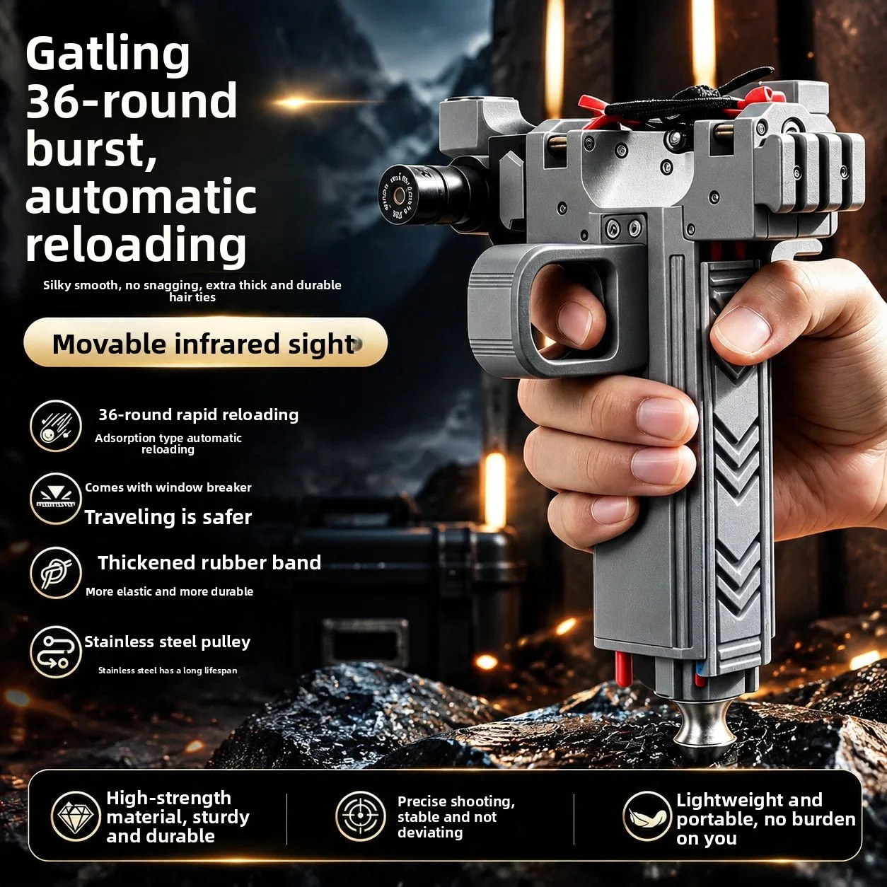 36 Round Automatic Loading Outdoor Slingshot Shooting Competition Actual Combat Precise Power Magnetic Suction Transport EDC TOY