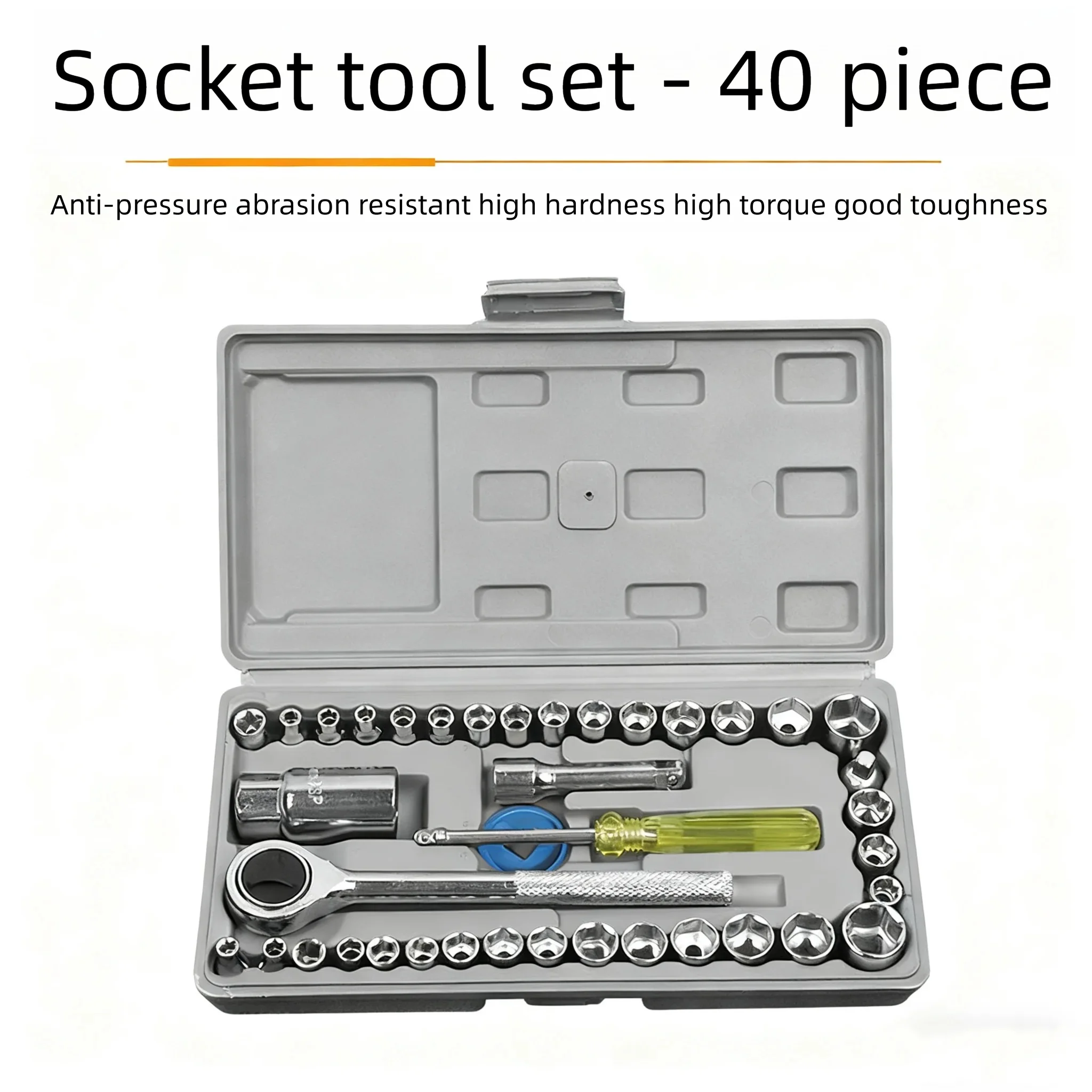 

40-Piece Socket Set with Ratchet Wrench Portable Tool Kit for Auto Motorcycle Repair