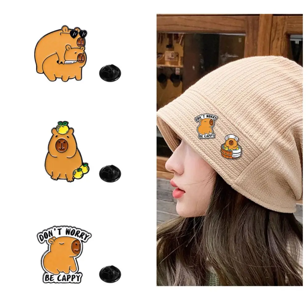 Broche de aleación de Capybara, Pin de hebilla de moda, ramillete de Capybara de personalidad, insignia de Animal pequeño, Pin de cuello, insignia, regalo para niños, 1 Pc