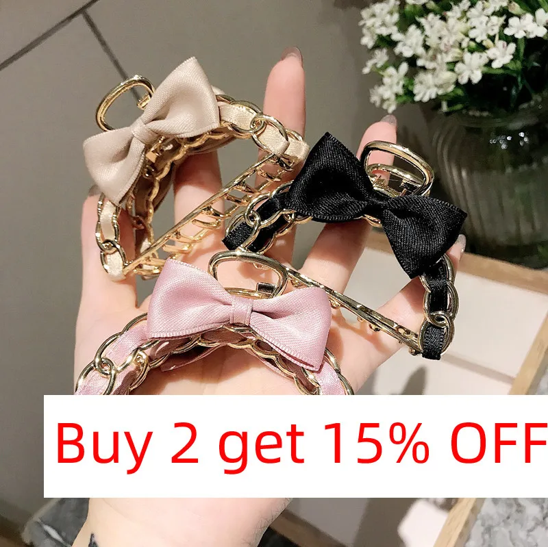 Korea Style Geometric Hair Claw Clips Metal Gold Hair Crabs for Women Ponytail Holders Ribbon Knot Headwear Ornament Gifts New