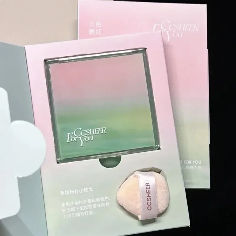 CC Sheer Tri-Color Blush Palette Colore astringente Espandibile Fard termoretraibile Evidenziazione Finitura Bellezza rara Trucco femminile Raro