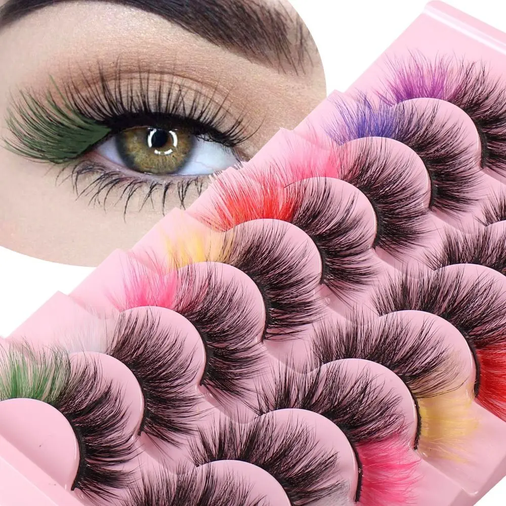 8-Pair Set Colorful False Eyelashes Reusable Synthetic Mink Individual Lashes Cosplay Dramatic Mink-Like Lashes Performance