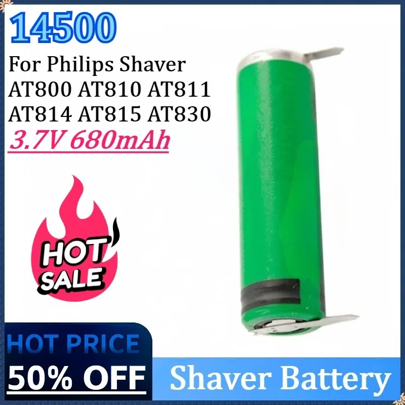 

14500 3.7V 680mAh Shaver Battery For Philips Shaver AT800 AT810 AT811 AT814 AT815 AT830 AT875 AT880 AT890 AT891 AT895 AT920