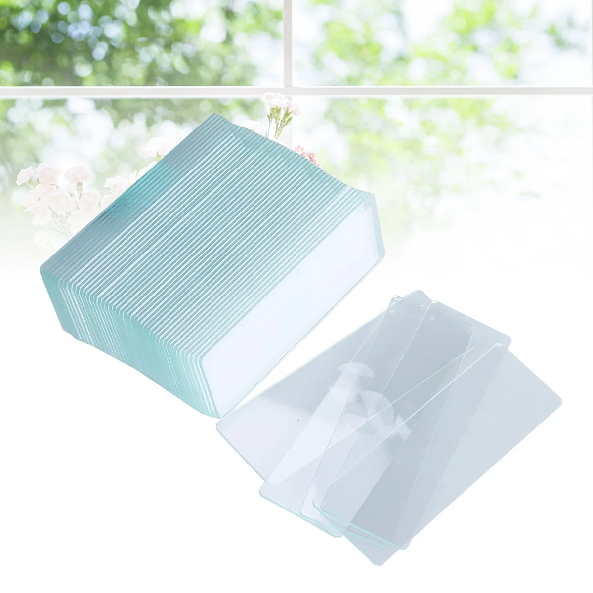 50 قطعة شرائح زجاجية للمجهر قسط بصري واضح مربع أجهزة الصف عينات التعليم البحوث علم الأحياء الكيمياء العلوم