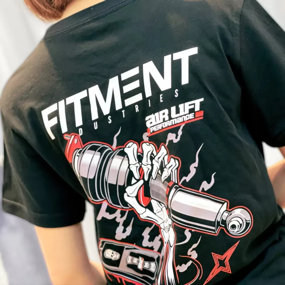 2026 Pneumatic Shock-proof Modified Car Skull Print Short Sleeve Motorcycle Graphics Breathable Sweat Absorption Men's T-shirt