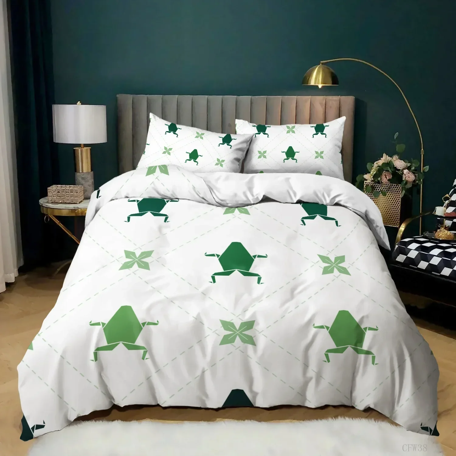 Kawaii Cartoon Frog Bedding Set Kids Bed Linen with Pillowcases Queen Full Single Twin Size 3D Printed Animals Duvet Cover Set