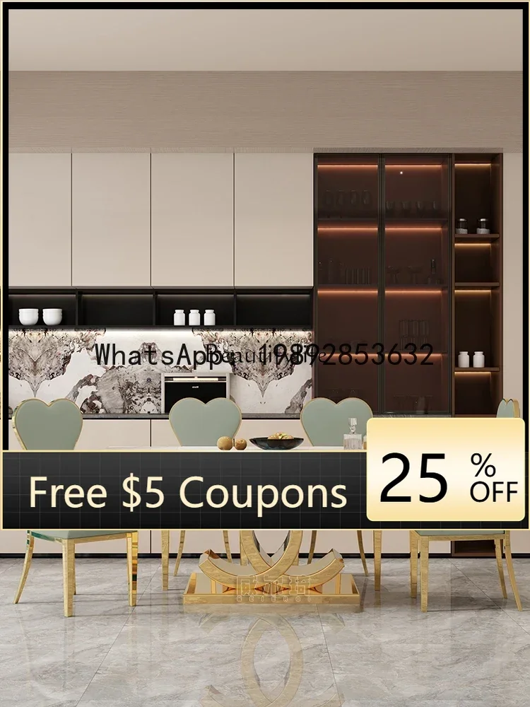 

CZ Mild Luxury Marble Dining Table Simple Post-Modern Stainless Steel Dining Table High-End Rectangular