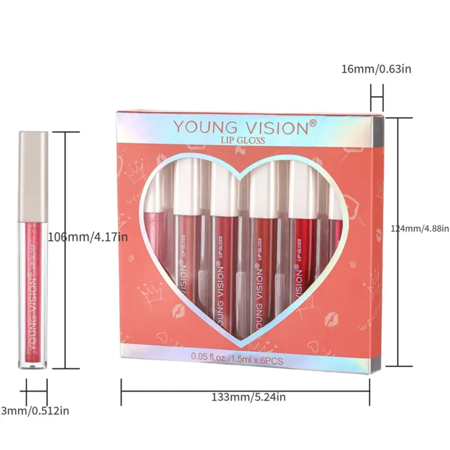 5er-Set Young Vision Schöne matte Lippenstifte mit Lipgloss, Lippenfleck, Peel Off Chap Stick Rouge, wasserfestes Make-up, Make-up-Set