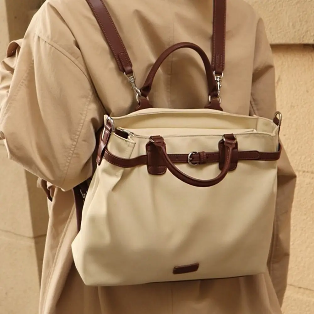 

All Match French Nylon Shoulder Bag Leisure Solid Color Laptop Bag Commuting Fashion Briefcase Backpack Handbag