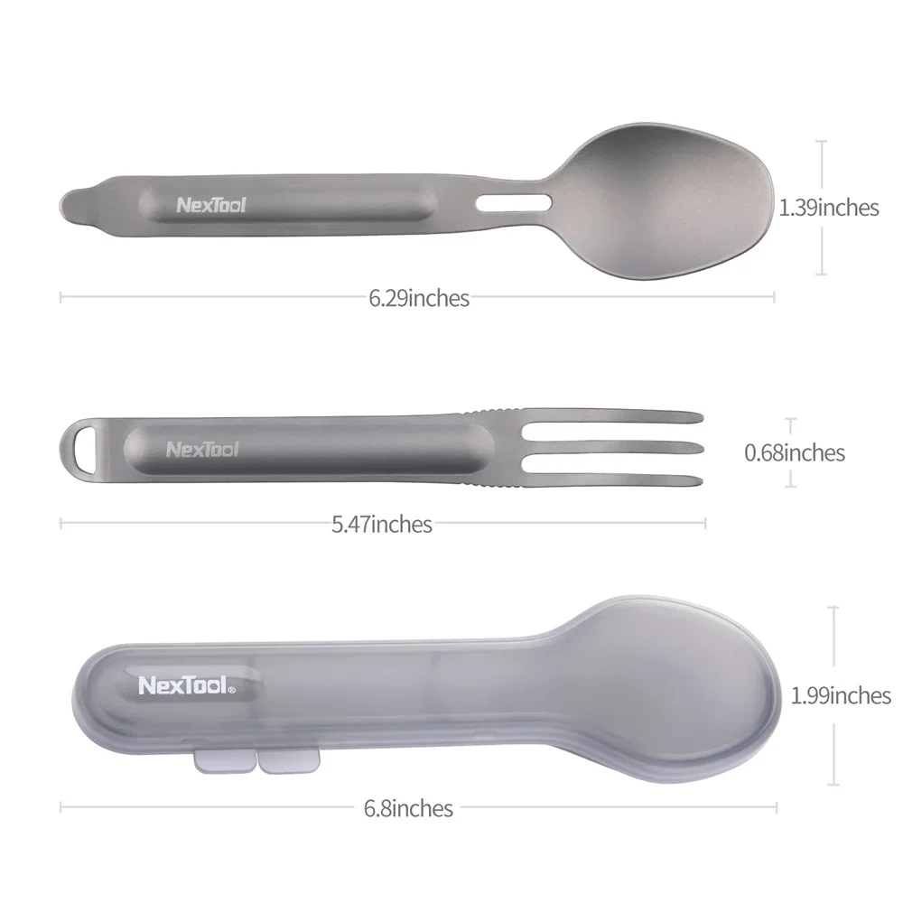 NexTool Outdoor Titanium Spoon Fork Set Portable Reusable Camping Tableware Case EDC Environmental Picnic Cookware Cutlery