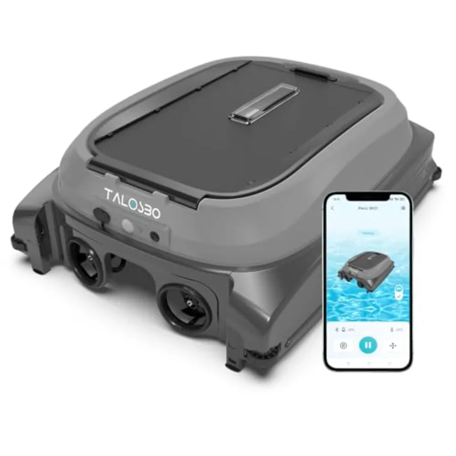 Pleco SK01 Solar Powered Robotic Pool Surface Skimmer for residential pools deep grey ABS plastic 24/7 cleaning with APP suppor