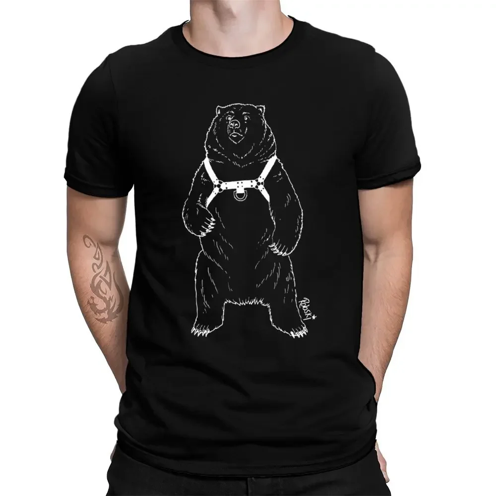 Fresh Leather Bear-White Lines T Shirt 6xl Cotton Cool Tee Bear Leather Harness  Bear Fur Robski Robskiart Daddy Grizzly Eur