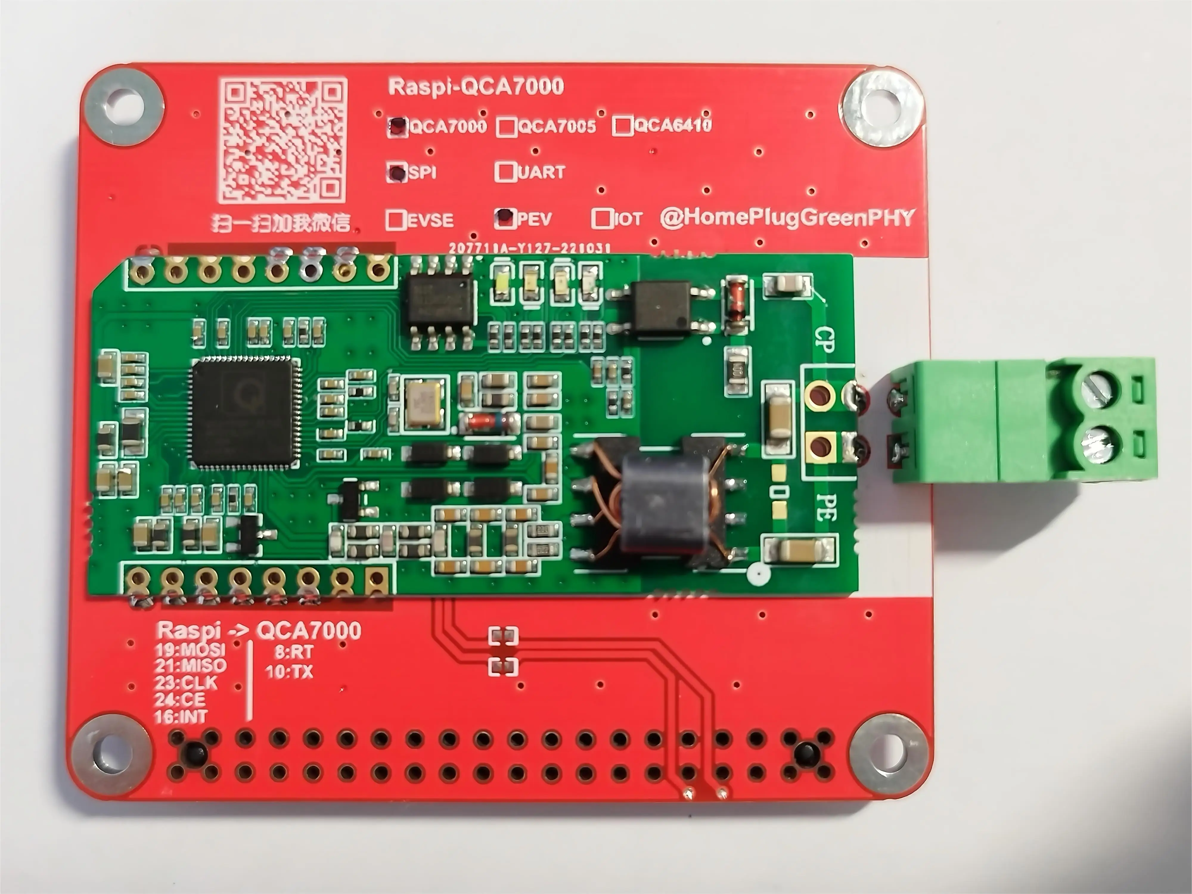 QCA7000/7005 scheda di sviluppo spina domestica greenthy/ISO15118 Raspberry Pi