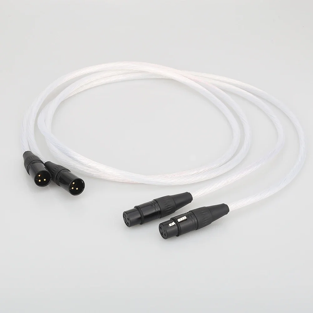 Cabo de equilíbrio hifi xlr hi-end banhado a prata 7n occ cabo 2 xlr macho para 2 xlr fêmea cabo de linha de equilíbrio