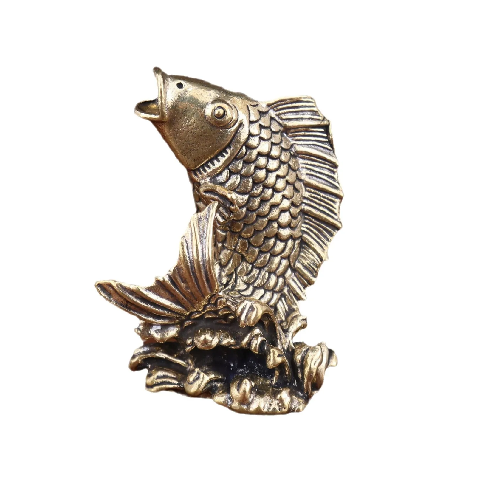 النحاس كوي الأسماك زخرفة للمنزل غرفة المعيشة مكتب طاولة شاي الشاي الحيوانات الأليفة ديكور البرونزية الحرفية الديكور كوي الأسماك زخرفة