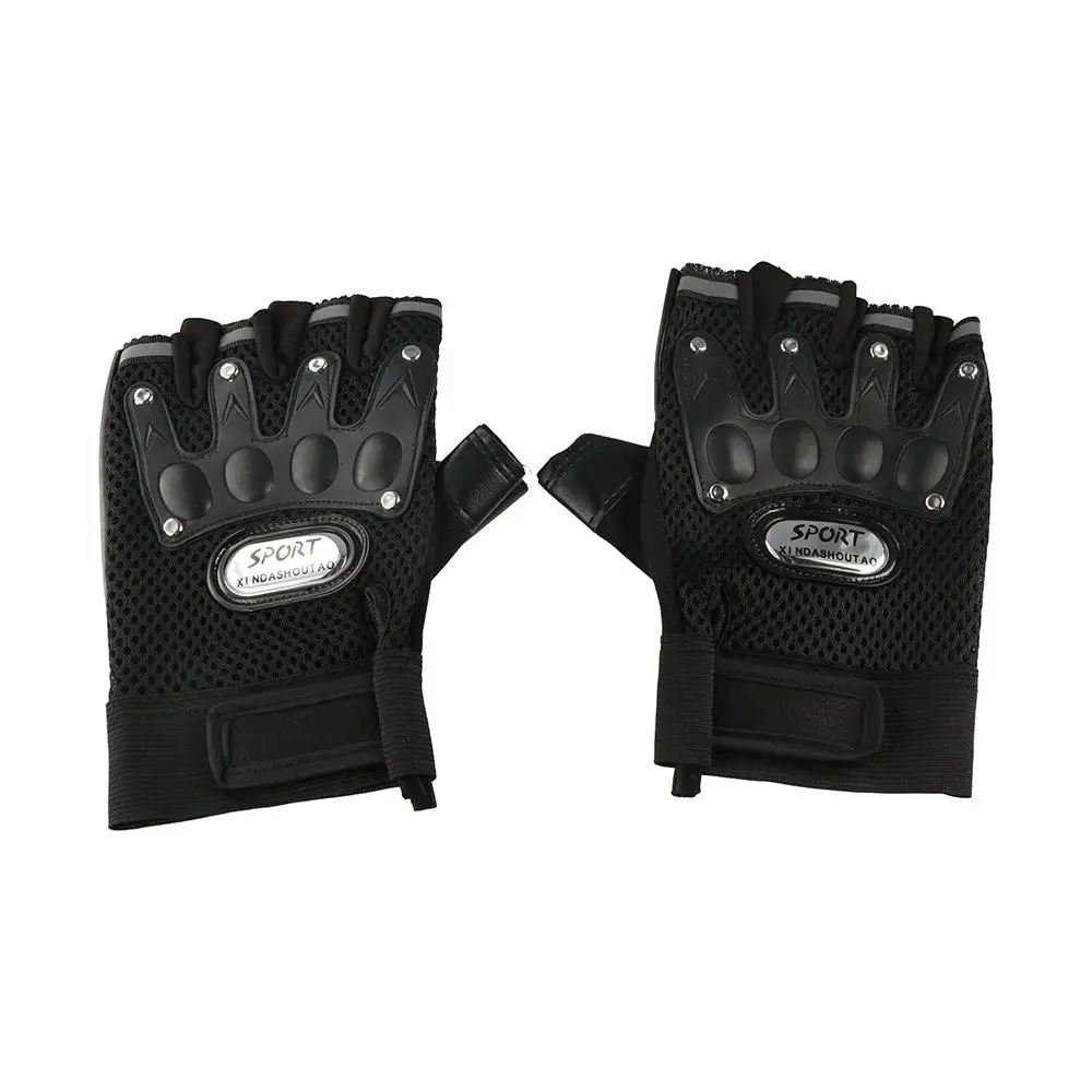 Outdoor Sports Half Finger Cycling Palm Breathable Motocycle Gloves PU Leather Fingerless Gloves Bicycle Gloves Riding Gloves