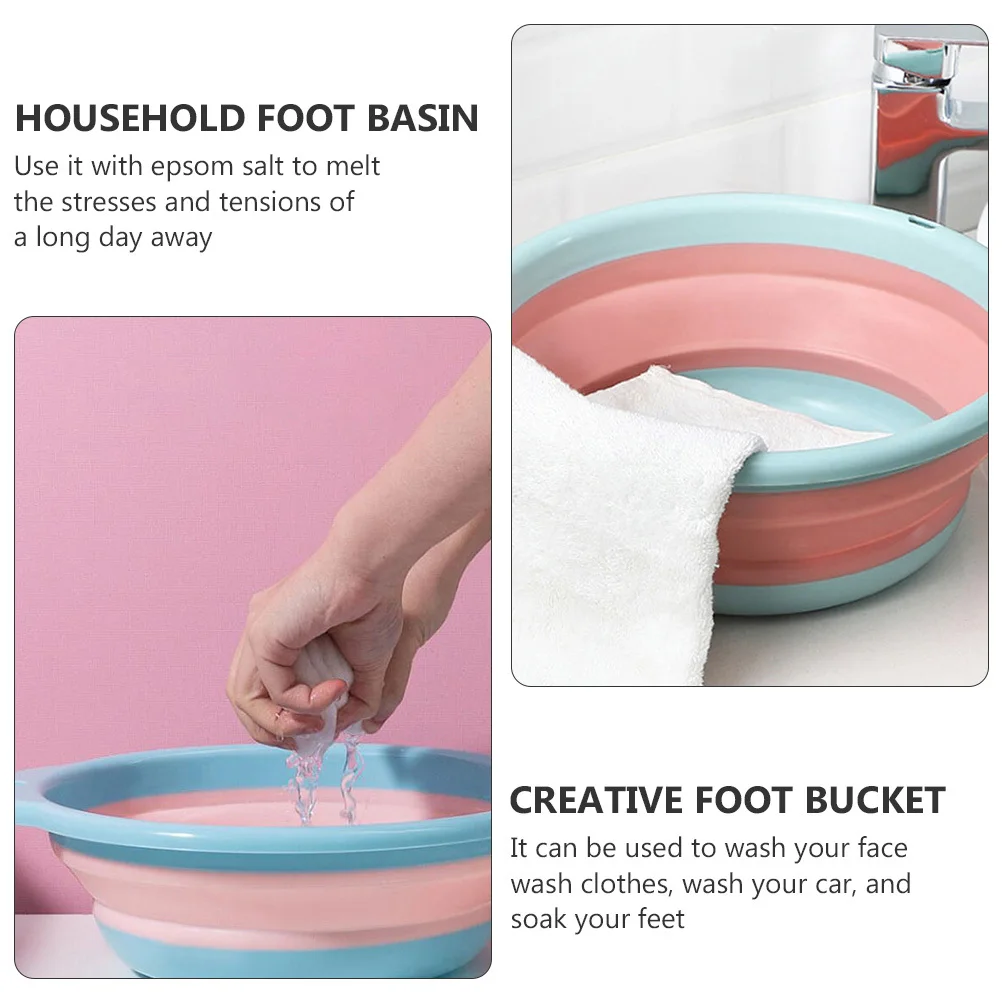 

1 pc Folding Foot Basin Pink Durable Waterproof Foot Soak Tub For Home Travel Camping Laundry Car Washing Household Use