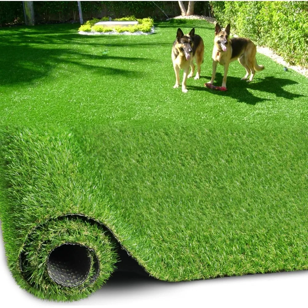 

Artificial Turf Grass 8 FT × 8 FT, Realistic Fake Grass Rug with Drainage, 0.8" Height Outdoor Indoor Synthetic Grass Carpet Mat