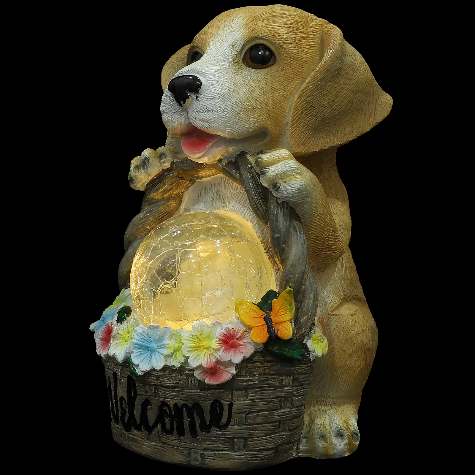 

Solar Puppy Light Dog Statue Garden Lantern Outdoor Decor Night naments Solar Powered Easy Charge Long Use Resin