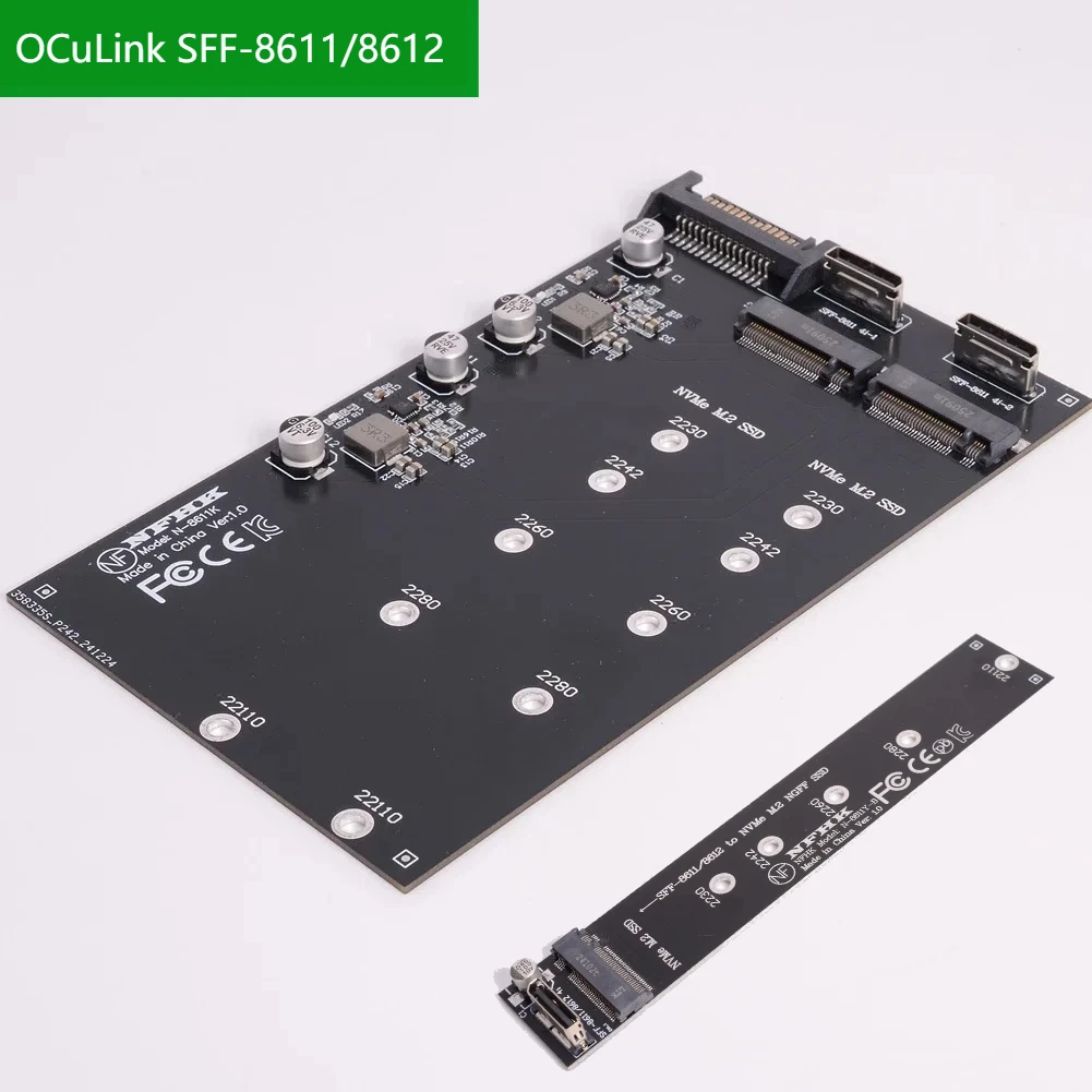 

Oculink SFF-8611 SFF-8612 to NVMe M.2 Ngff M-Key Adapter Card For MVMe M2 SSD Dual Ports M2 Nvme Expansion Card SF-046