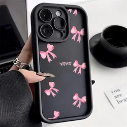 Cute Pink Bowknot Bow Phone Case For iPhone 11 Case iPhone 13 14 15 12 17 16 Pro Max X XR XS 7 8 Plus SE Protective Cover Funda