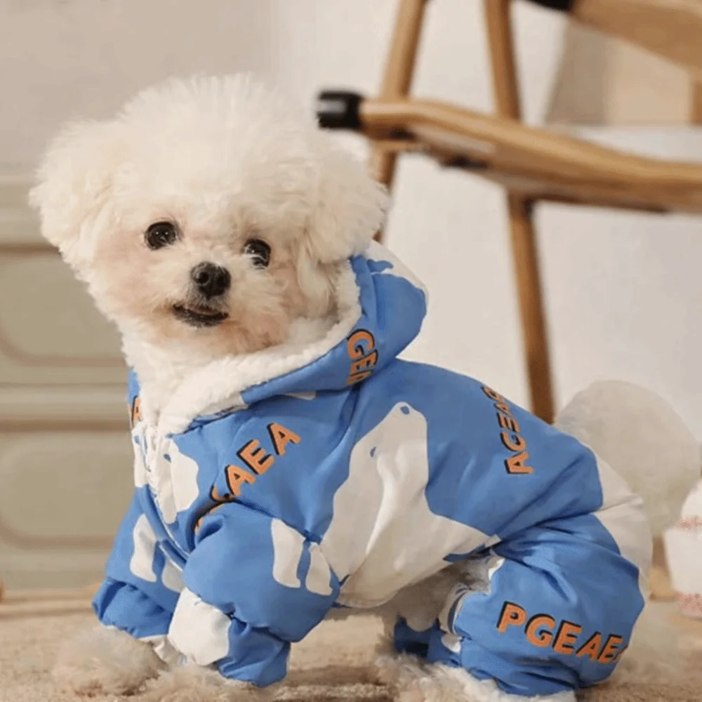 

Cute Warm Dog Winter Clothes Splash-proof Thick Pet Outdoor Clothing Anti-Shedding Cartoon Dog Fleece Jacket Outdoor