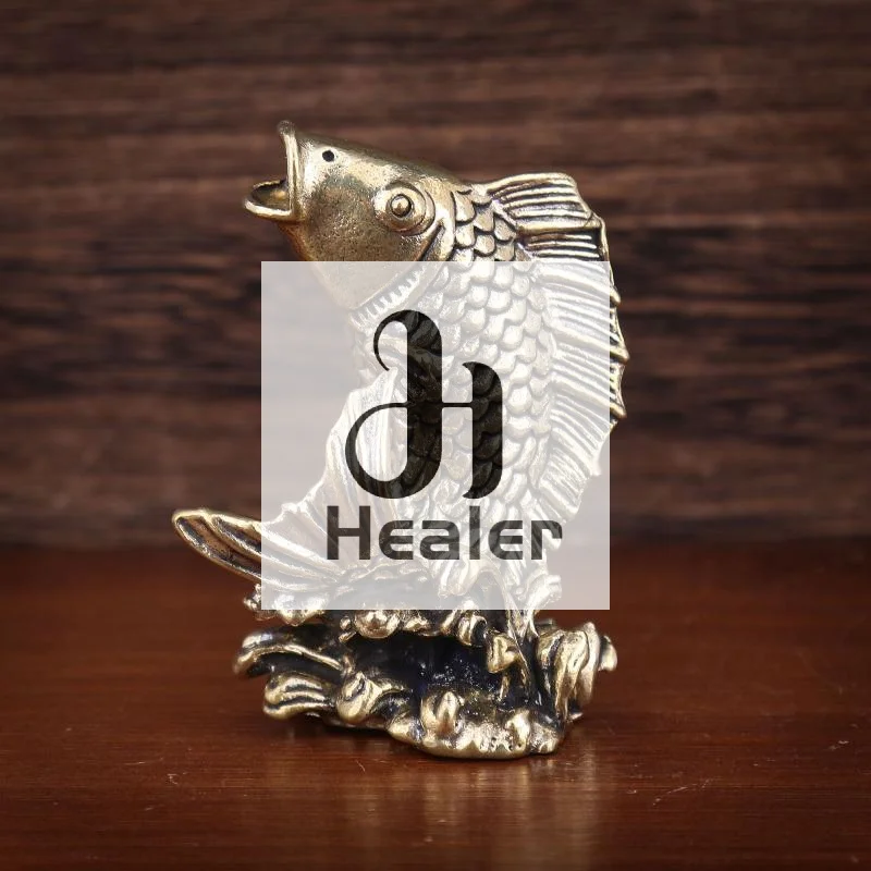 1PC Brass Koi Fish Ornament For Home Living Room Office Tea Table Tea Pet Decor Craft Decoration