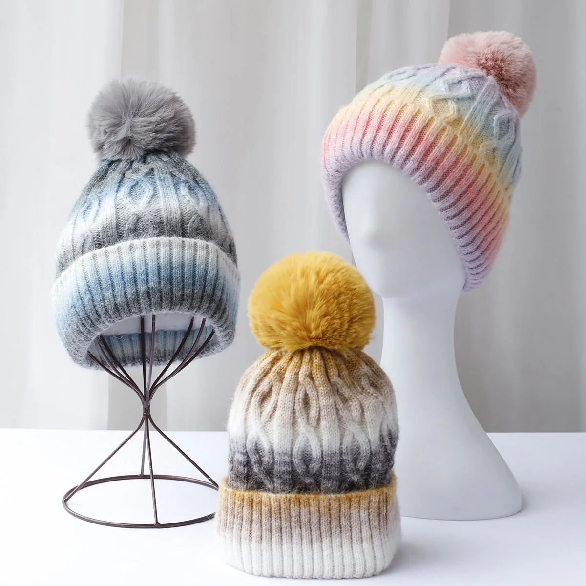 2024 tie dyed fun Ball stripe Wool hats Men\'s hat Knitted Women Badminton cap y2k skiing cap Halloween Hat Winter Hat Wholesale