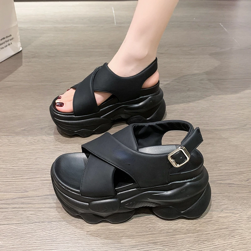 босоножки Sneakers Platform Sandals for Women 2023 Summer New Matsuke Sole Sandals Luxury Shoes for Women Versatile Roman Shoes