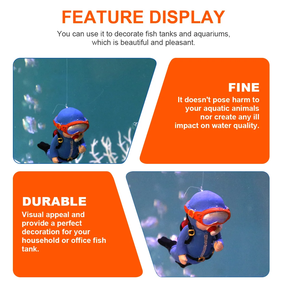 

Fish Tank Decoration Resin Floating Diver Ornament Aquarium Practical Simulated Landscape Prop Accessories