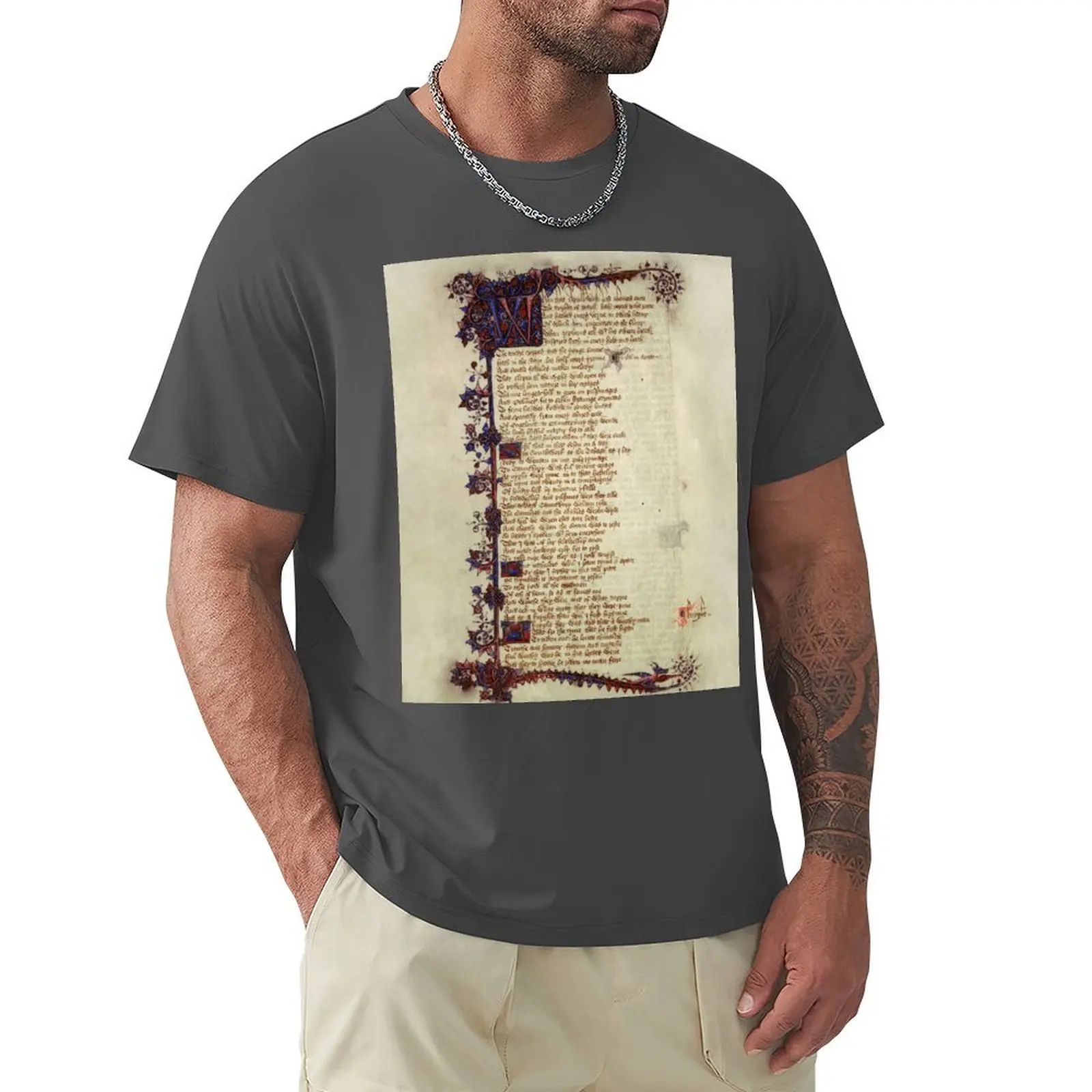 Ellesmere Chaucer - Canterbury Tales General Prologue T-Shirt sweat quick drying heavy weight t shirts for men