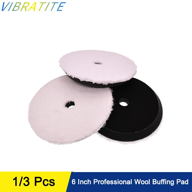 

6 Inch Professional Wool Buffing Pads 1/3 Pcs Buffer Woollen Polishing Pad For Automotive Scratch Removing Compounding Metal